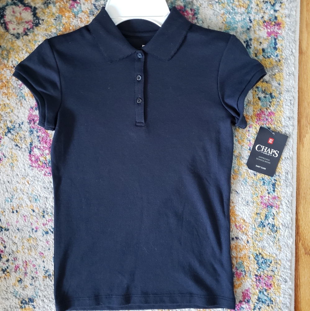 CHAPS Girls Shirred Polo Top M (8-10) NWT - Picture 2 of 3